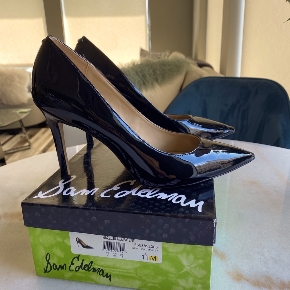 Sam Edelman Hazel Black Patent Leather Pointed Toe Pumps